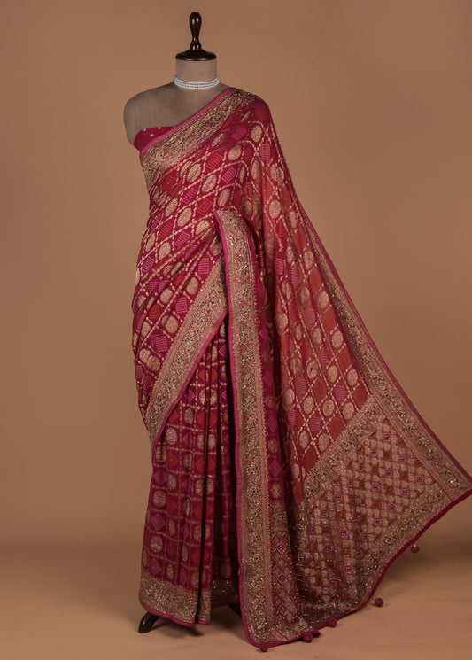 Pink Georgette Banarasi Saree