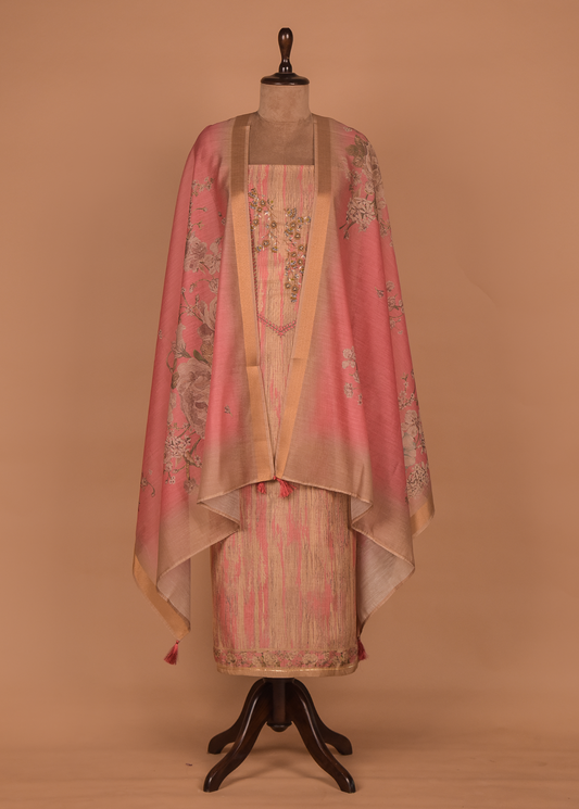 Pink Cotton Dress Material