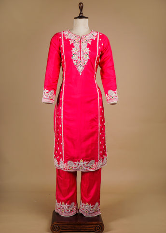 Pink Chanderi Silk Straight Set