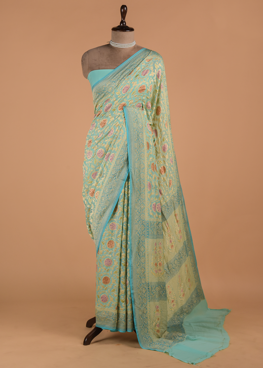 Blue Georgette Banarasi Saree
