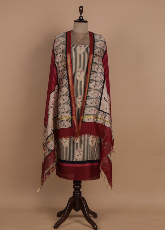 Multicoloured Chanderi Dress Material