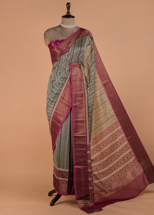 Multicolour Printed Cotton Saree | Greenways