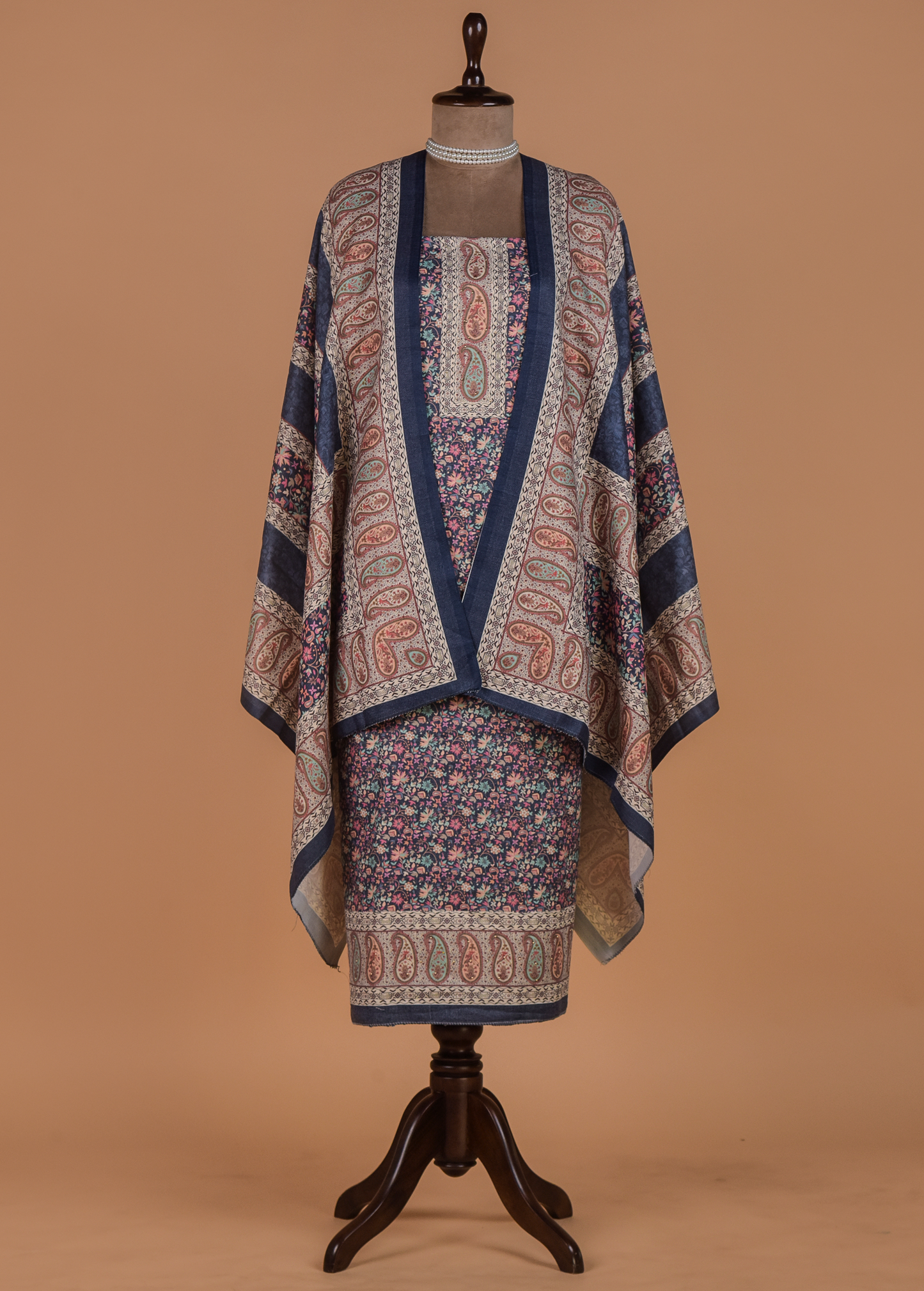 Blue Pashmina Dress Material