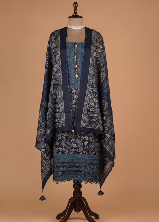 Blue Cotton Dress Material