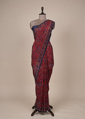 Red Crepe Printed Saree