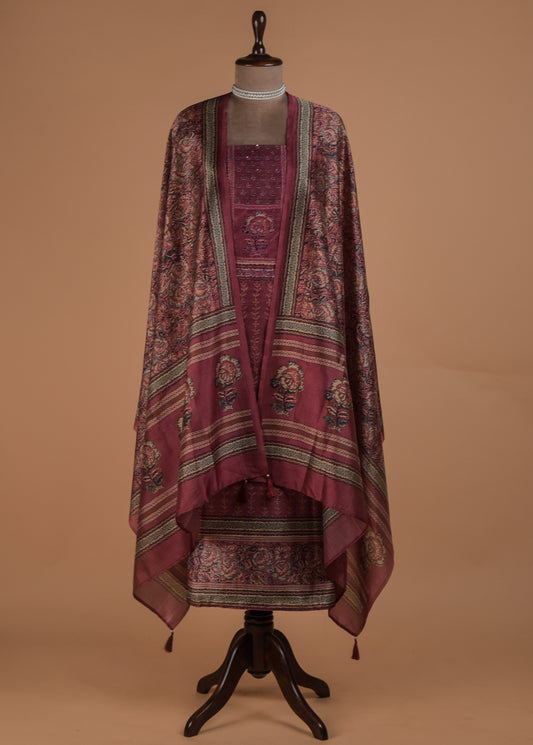 Pink Tussar Dress Material