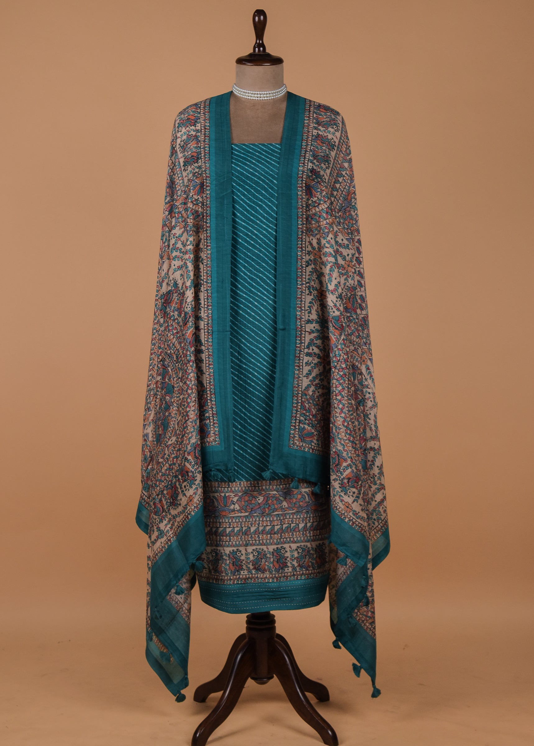 Blue Cotton Silk Dress Material
