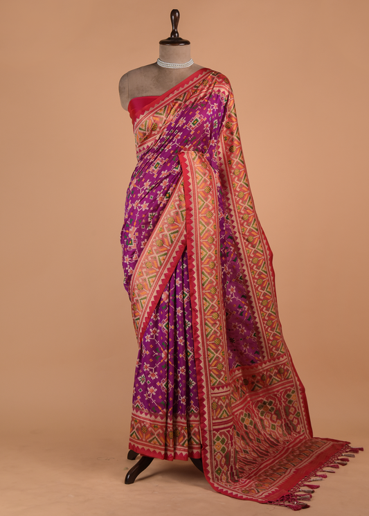 Purple Art Silk Patola Saree