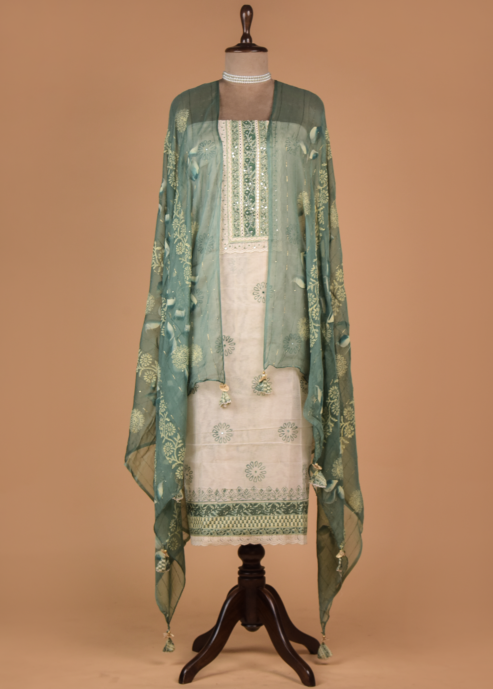 White Kota Dress Material