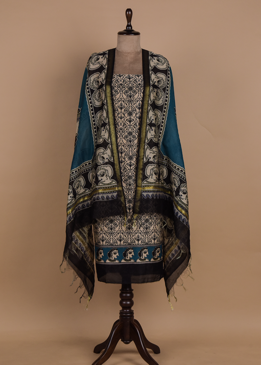 Multicoloured Chanderi Dress Material