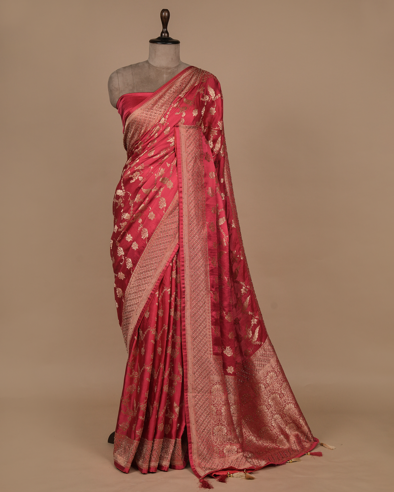 Pink Satin Saree