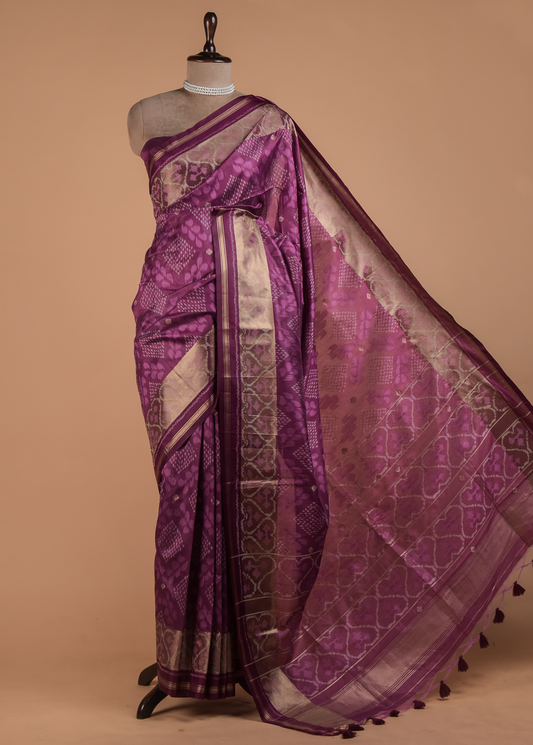 Purple Art Silk Patola Saree