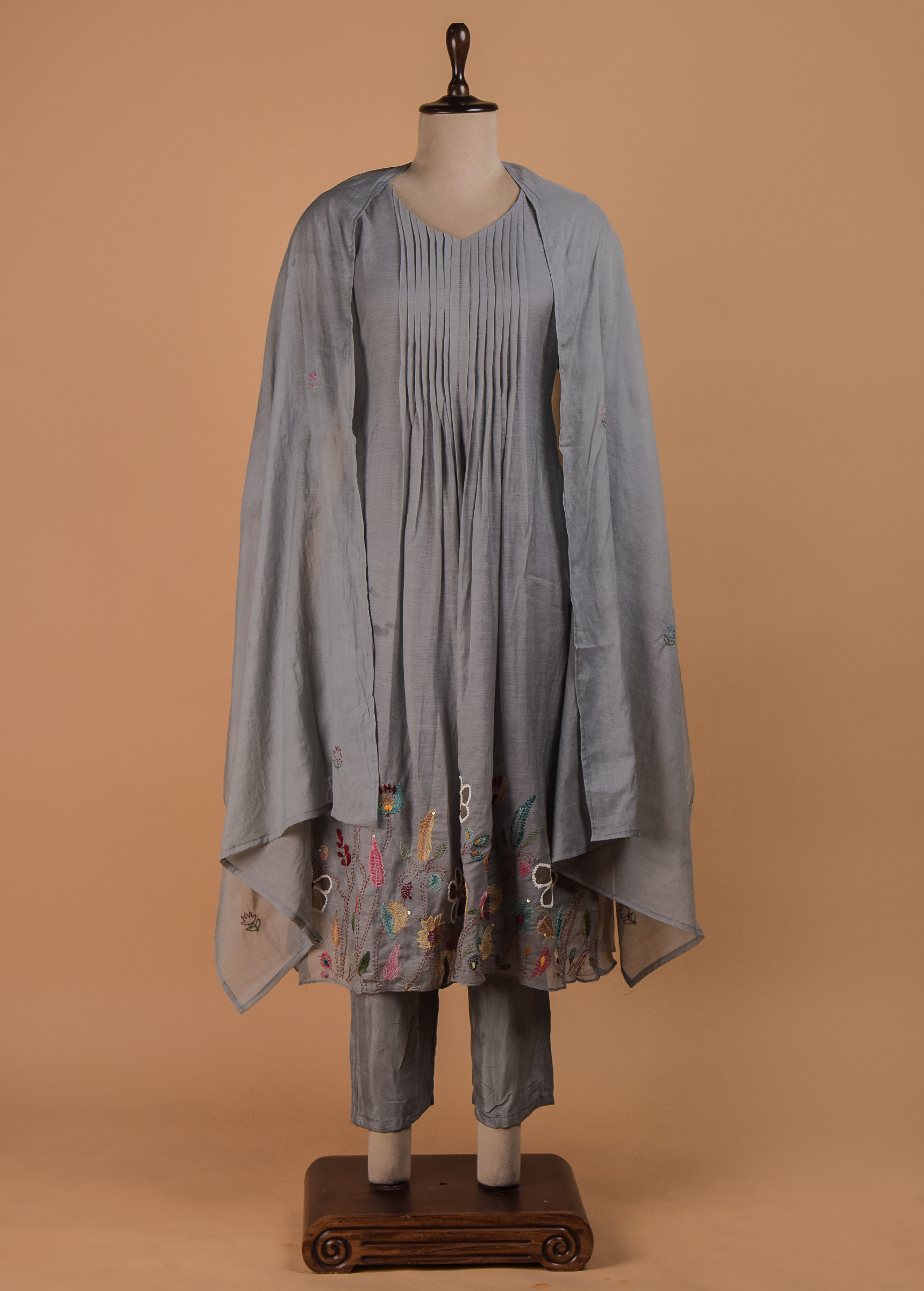 Grey Cotton A Line Set