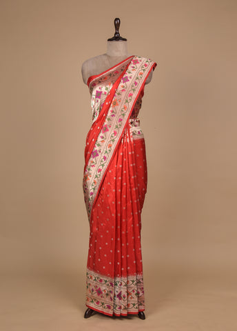 Red Soft Silk Banarasi Saree