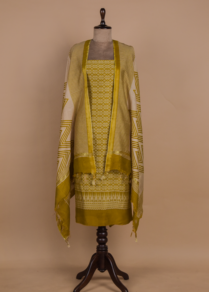 Yellow Chanderi Dress Material