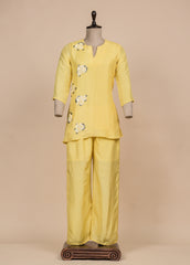 Yellow Crepe Silk Coord Set