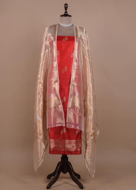 Red Silk Dress Material