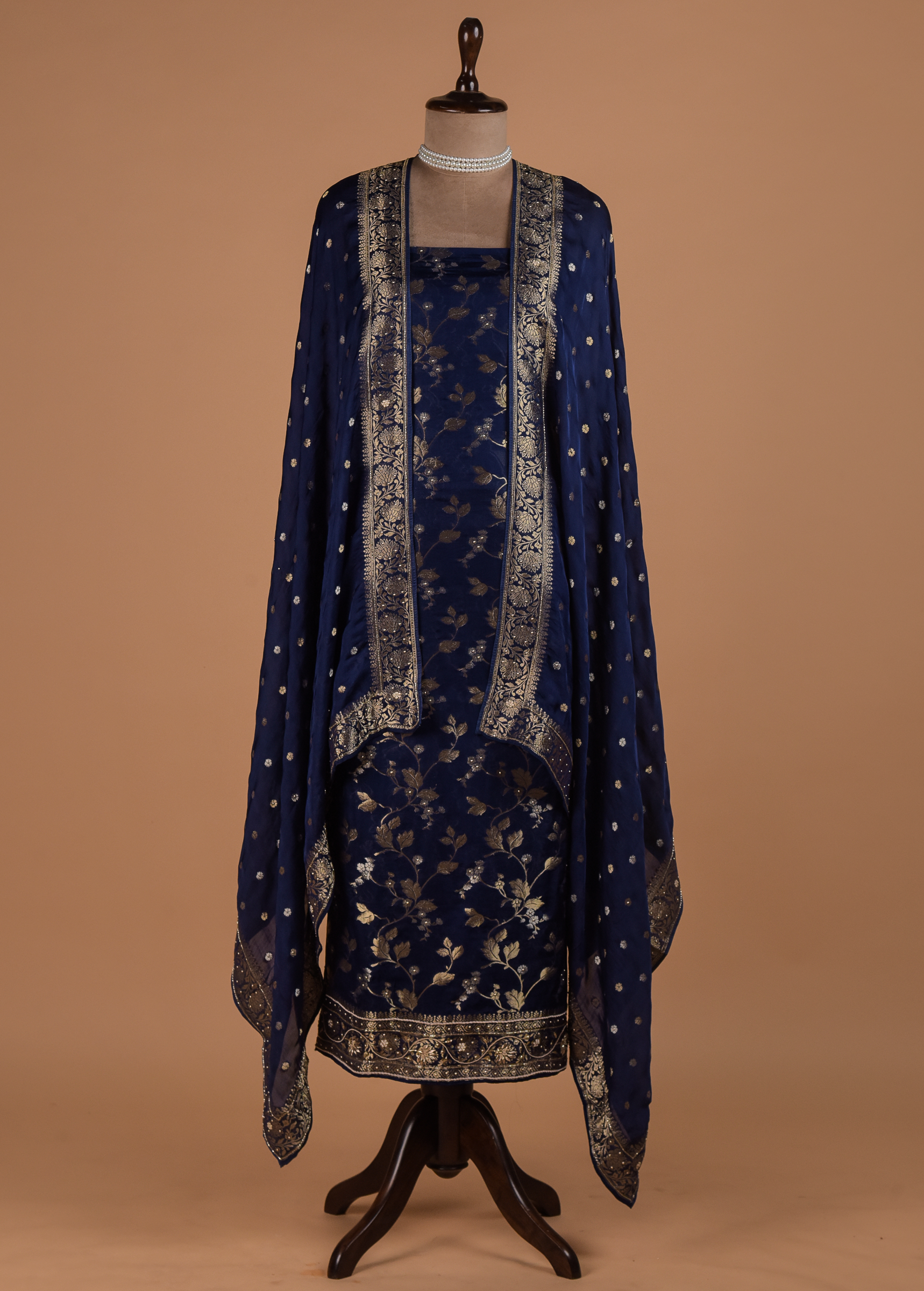 Blue Silk Dress Material | Greenways Delhi