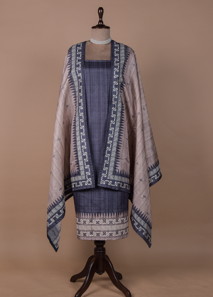Purple Cotton Tussar Dress Material