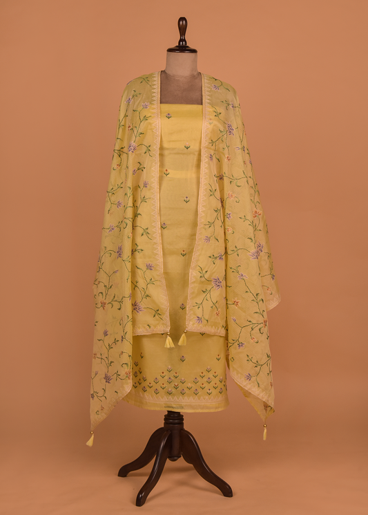 Yellow Kota Cotton Dress Material