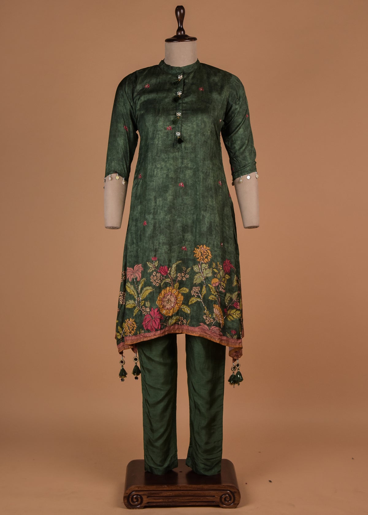 Green Tussar Coord Set