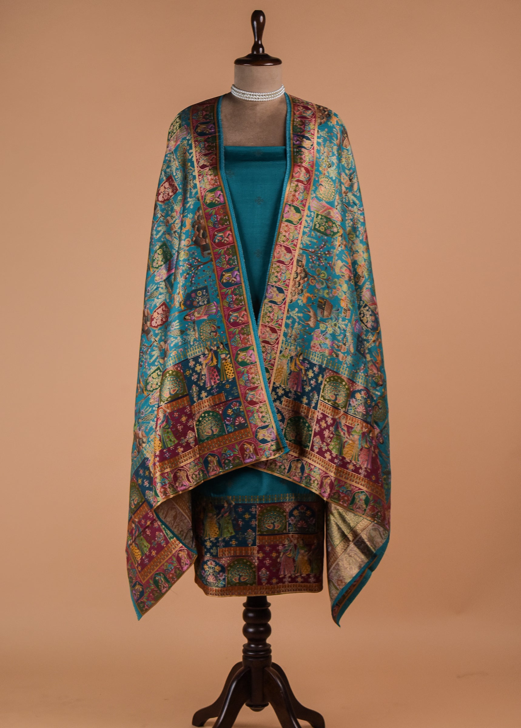 Blue Dola Silk Dress Material