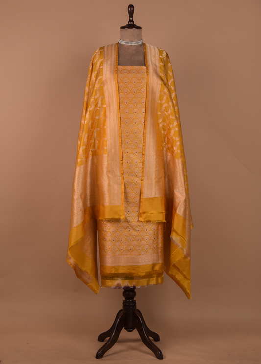 Yellow Silk Dress Material