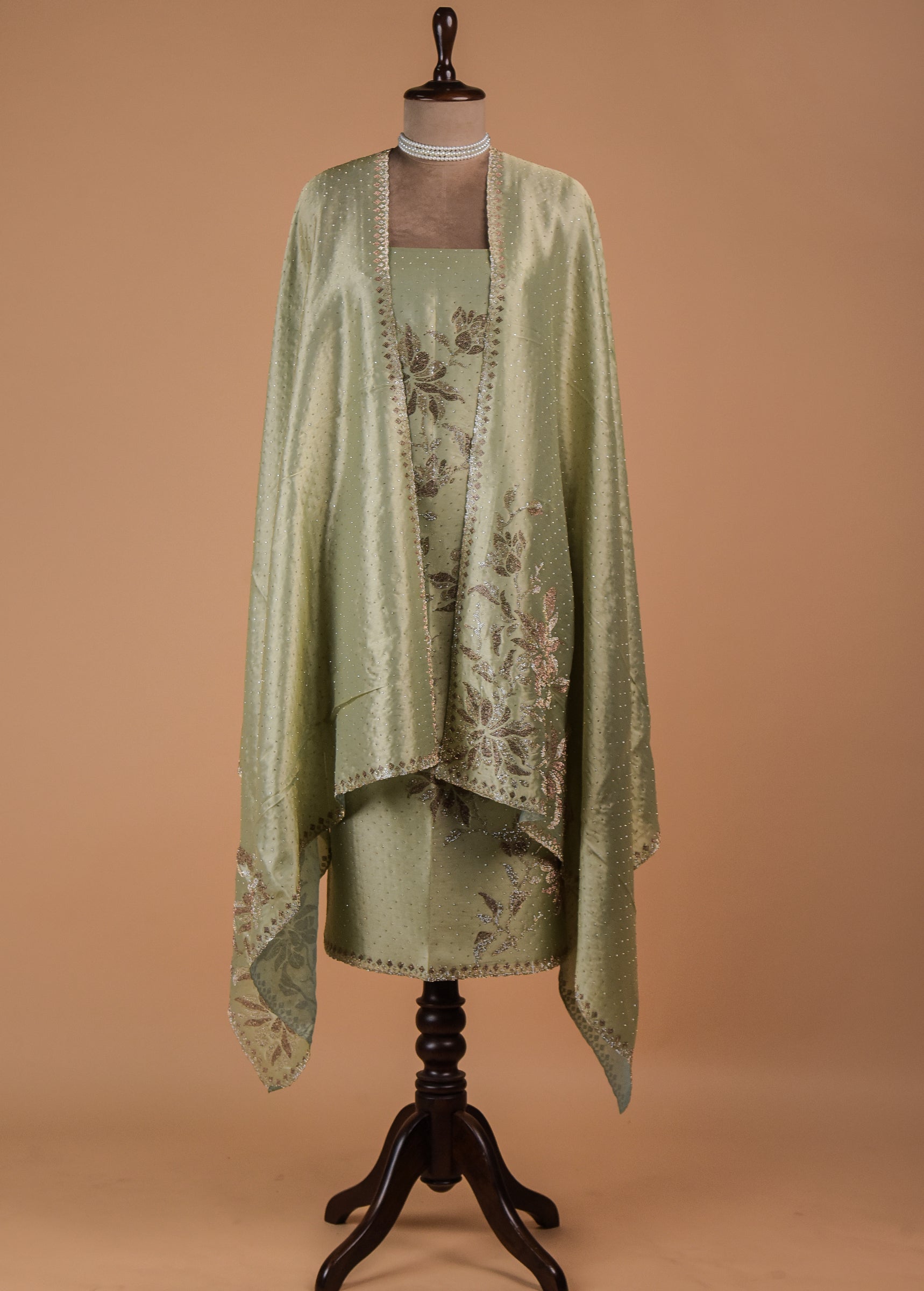 Green Tissue Georgette Dress Material