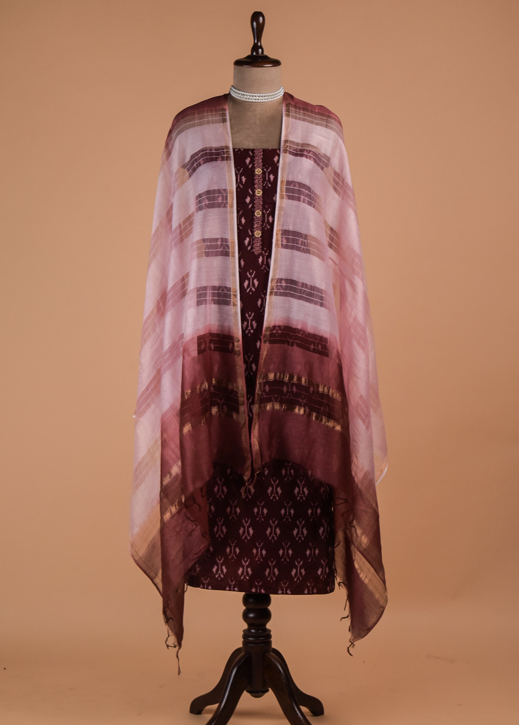 Red Handloom Cotton Dress Material