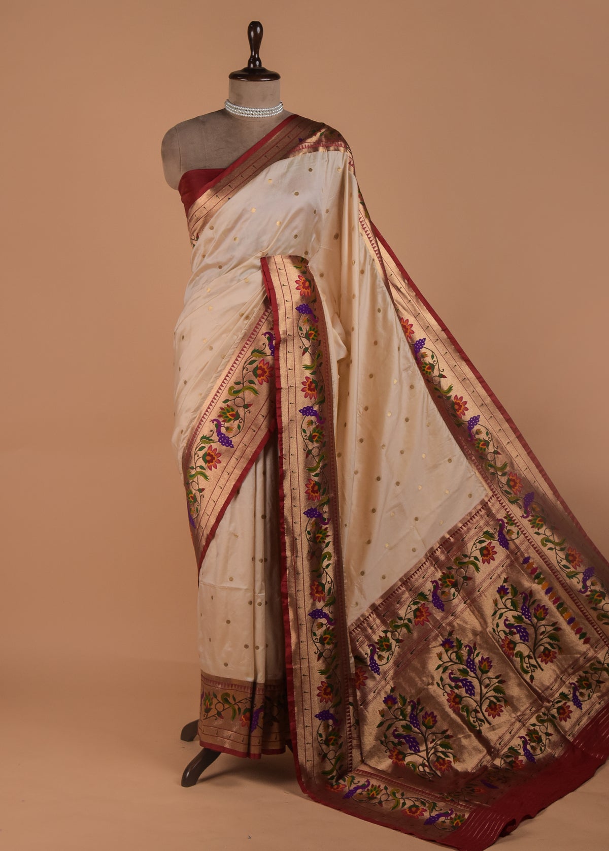 White Satin Silk Saree