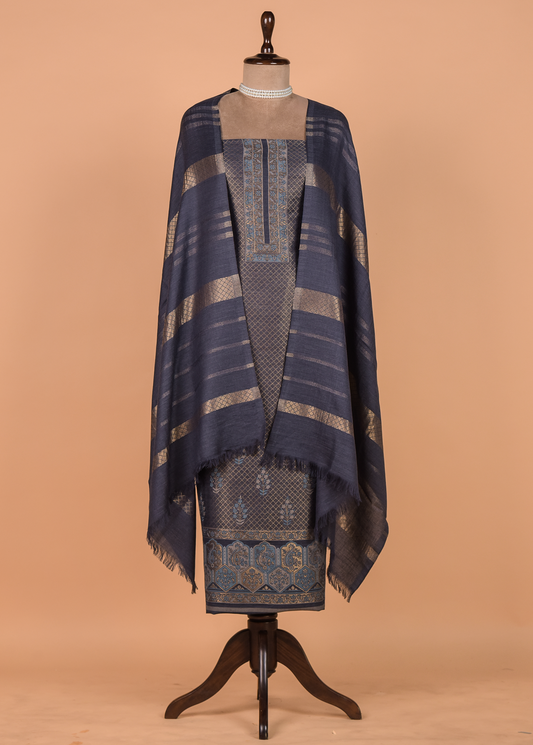 Blue Pashmina Dress Material