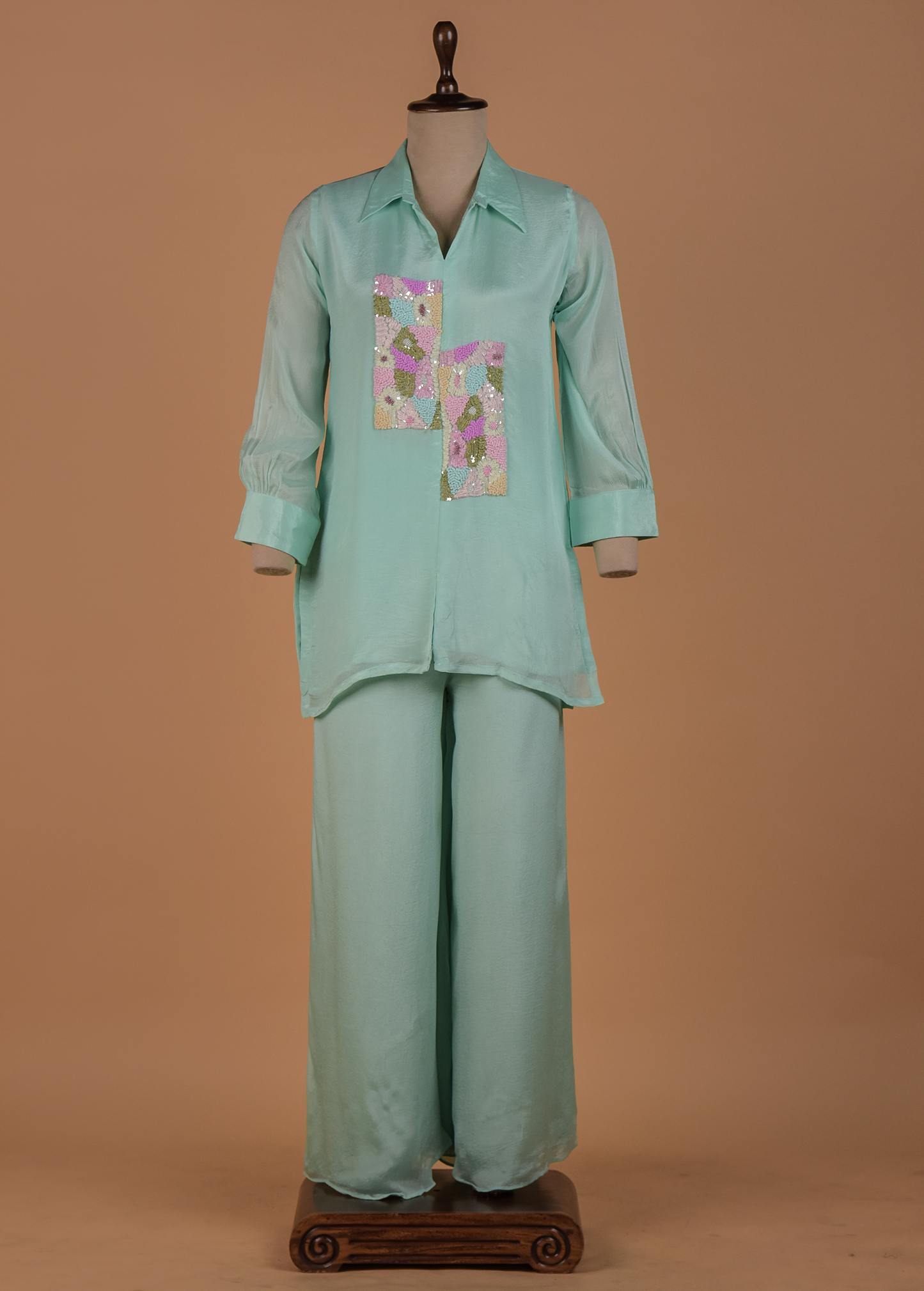 Blue Crepe Coord Set