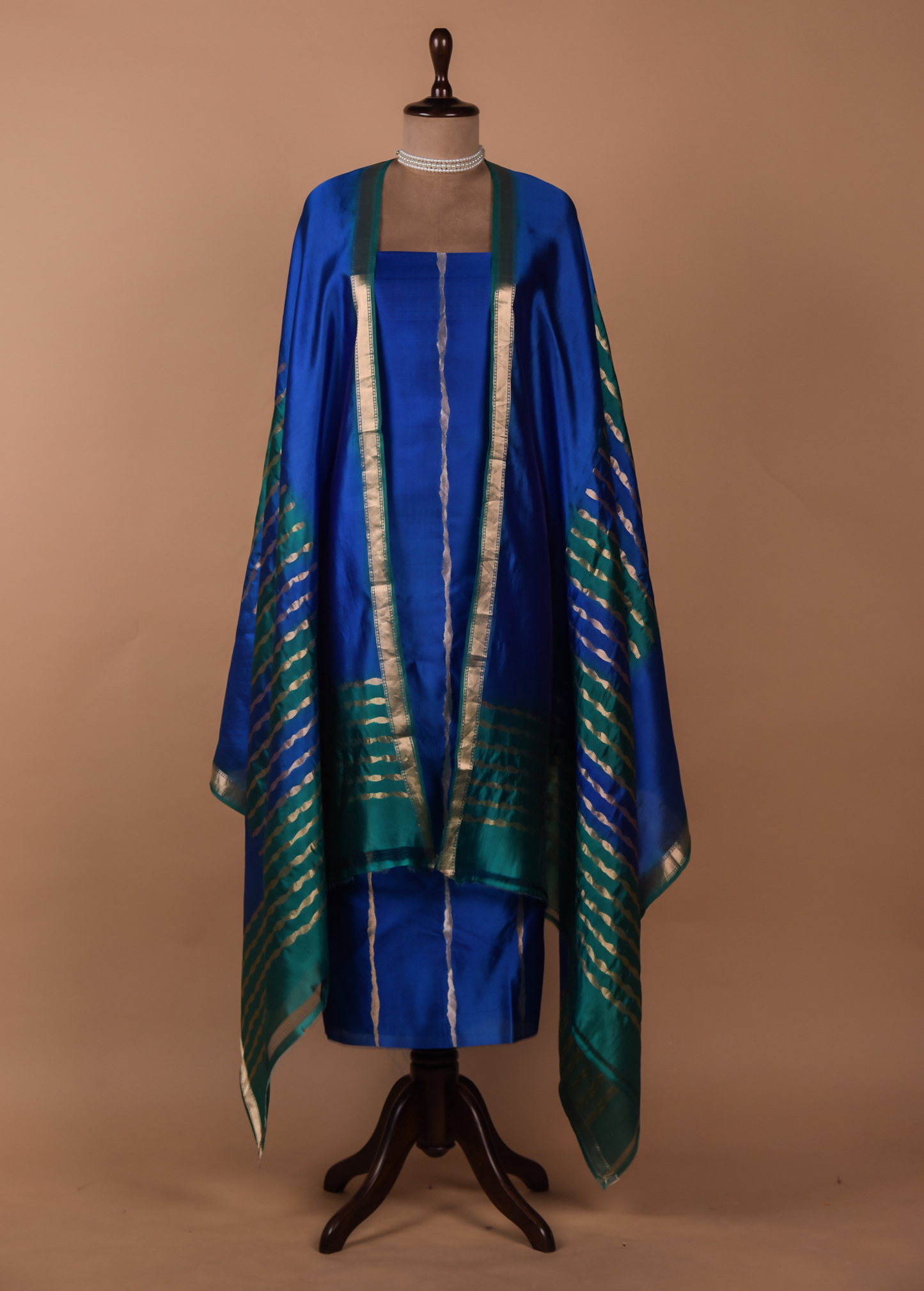 Blue Silk Dress Material