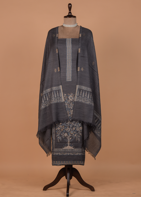 Grey Pashmina Dress Material