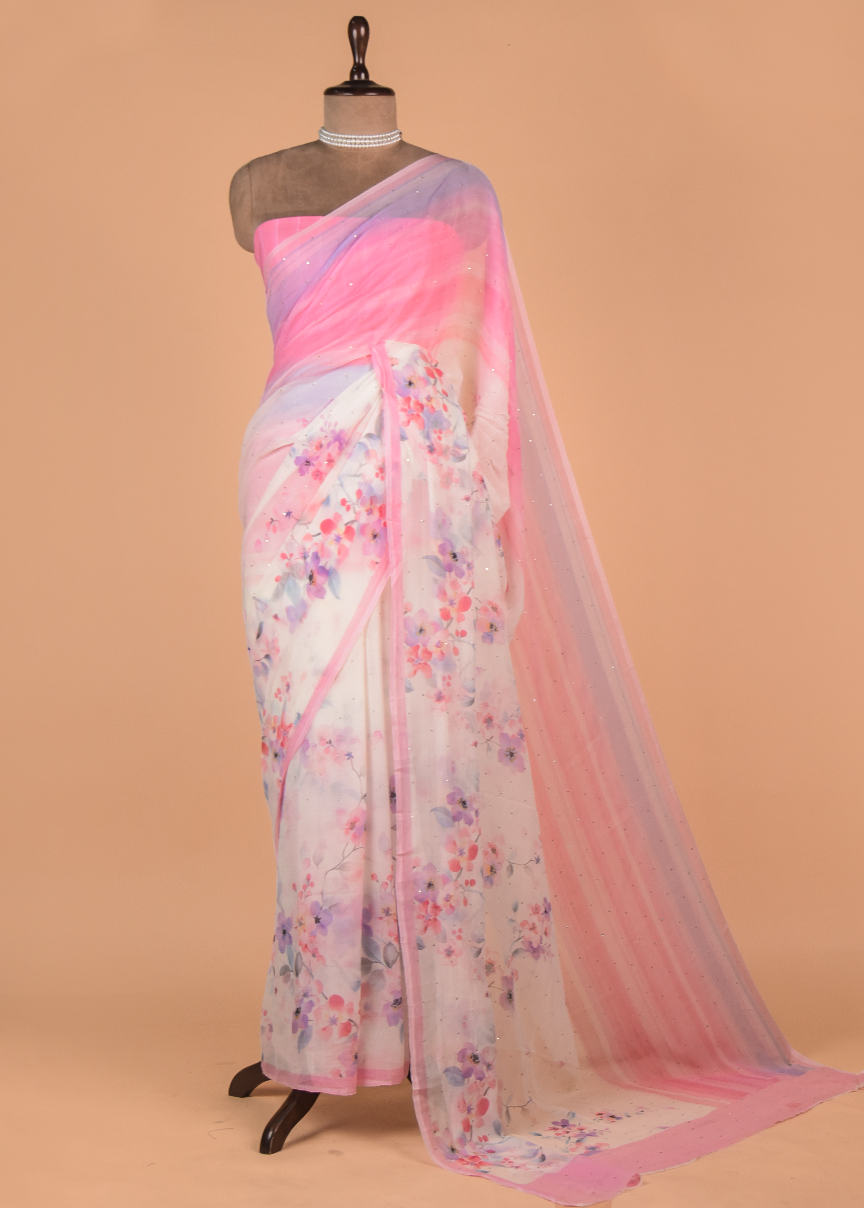 Multicoloured Chifon Printed Saree