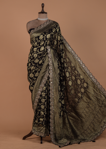 Black Georgette Embroidered Saree