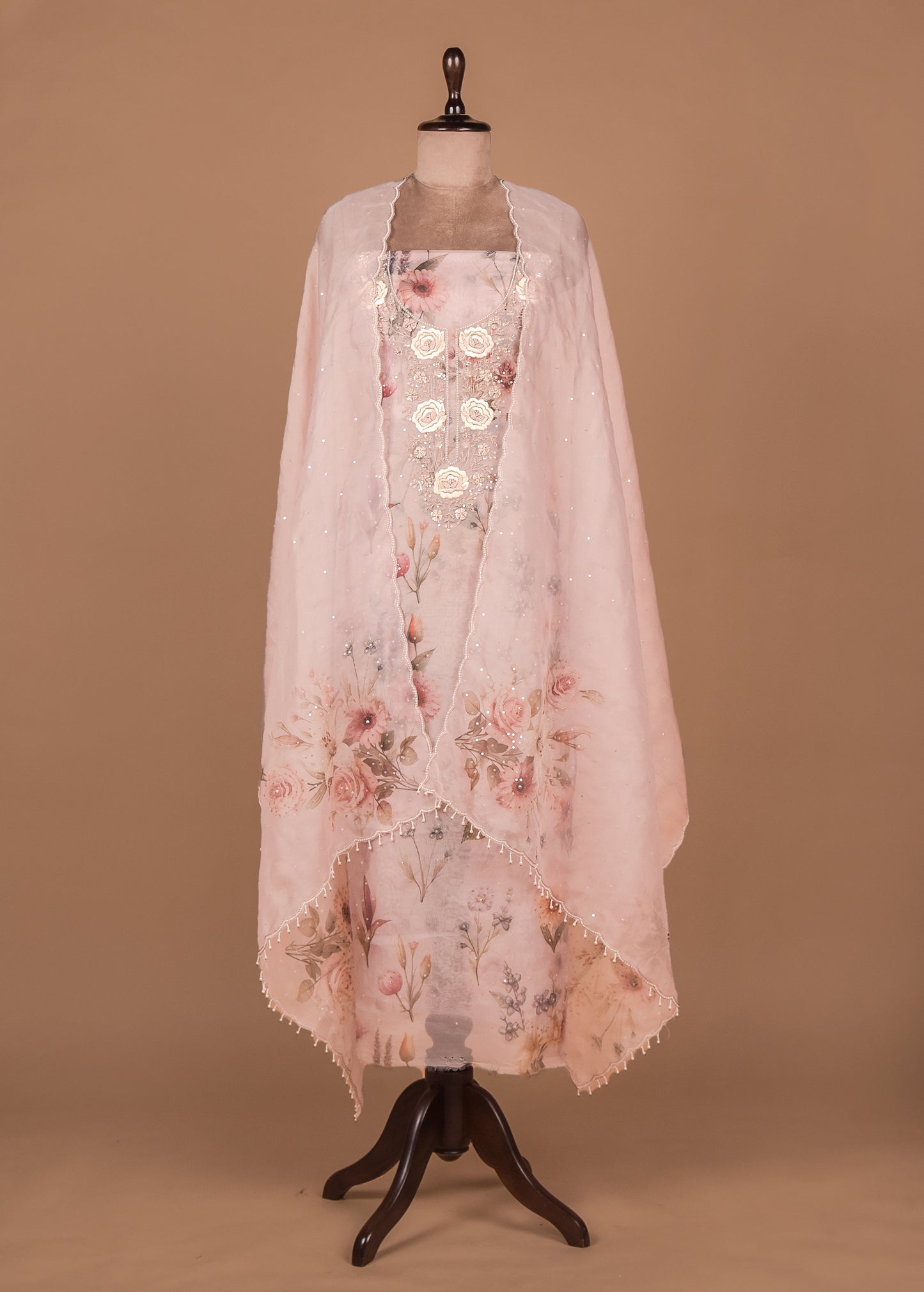 Pink Organza Dress Material