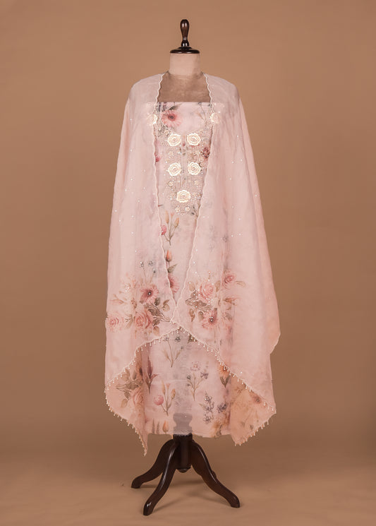 Pink Organza Dress Material