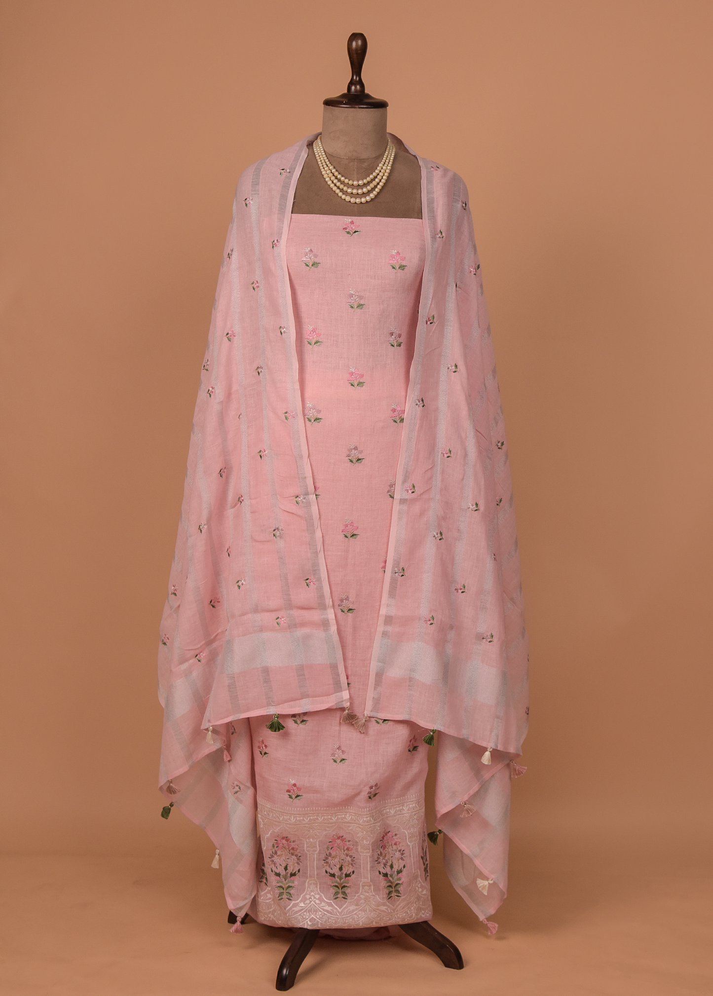 Pink Linen Dress Material