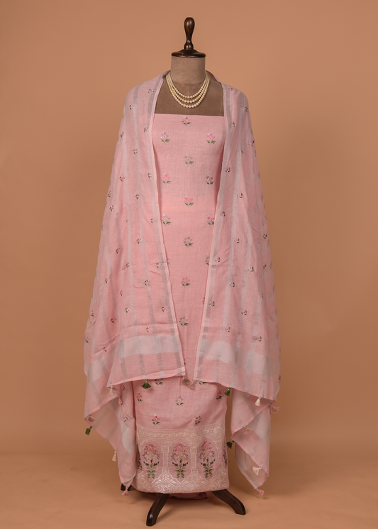 Pink Linen Dress Material