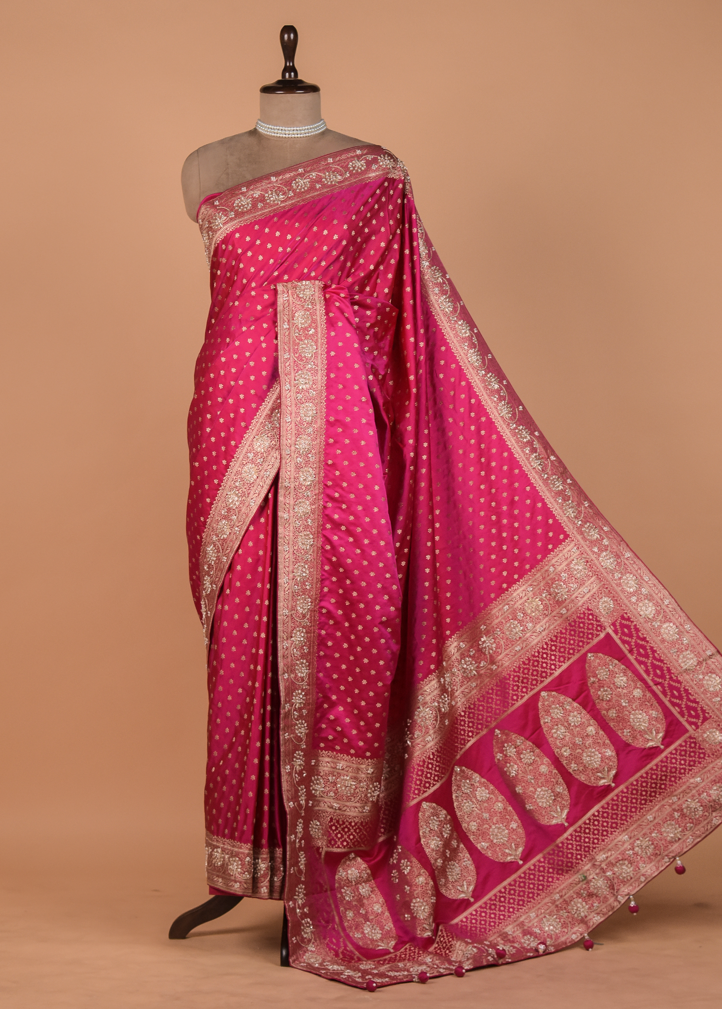 Pink Crepe Silk Banarasi Saree