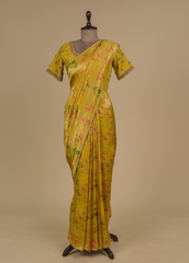 Yellow Tissue Georgette Banarasi Saree