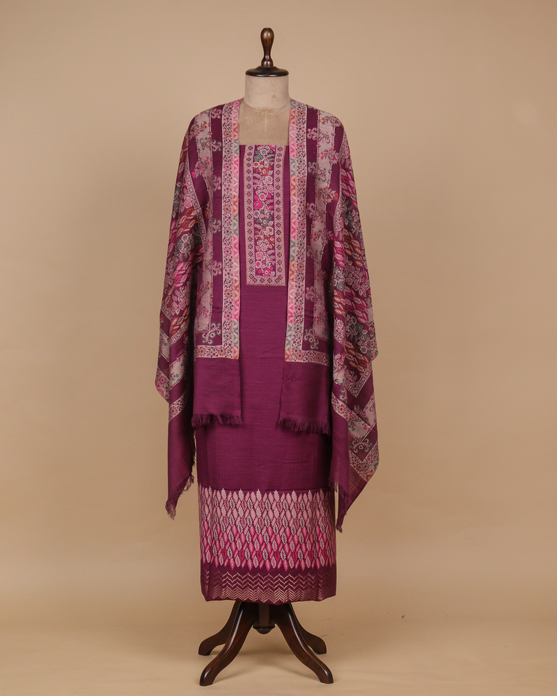 Purple Pashmina Dress Material