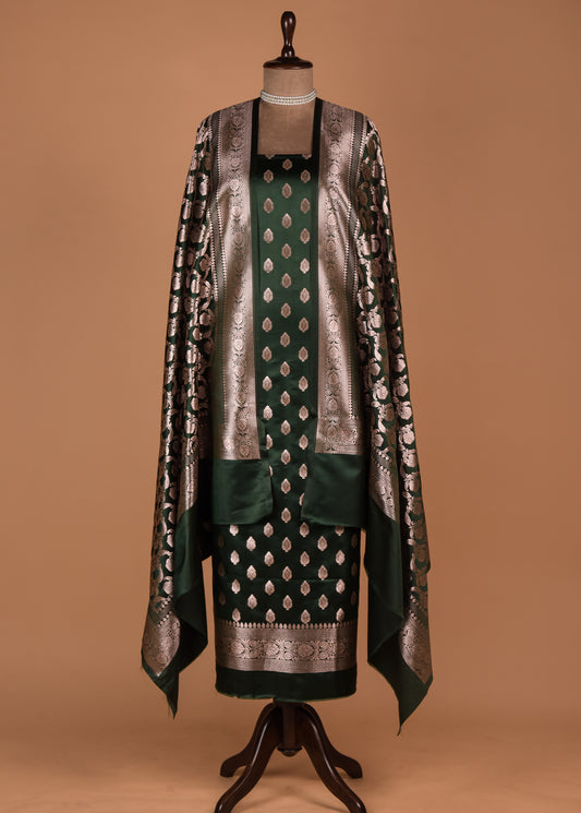 Green Art Silk Dress Material