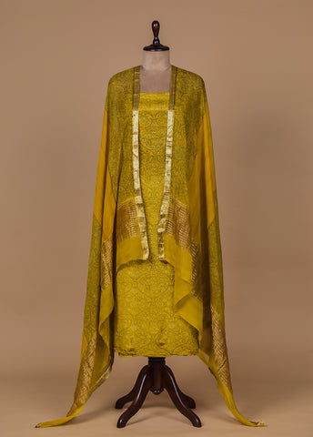 Yellow Crepe Dress Material