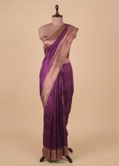 Purple Tussar Banarasi Saree