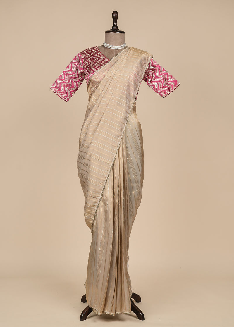 Gold Tissue Embroidered Saree