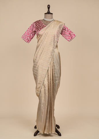 Gold Tissue Embroidered Saree