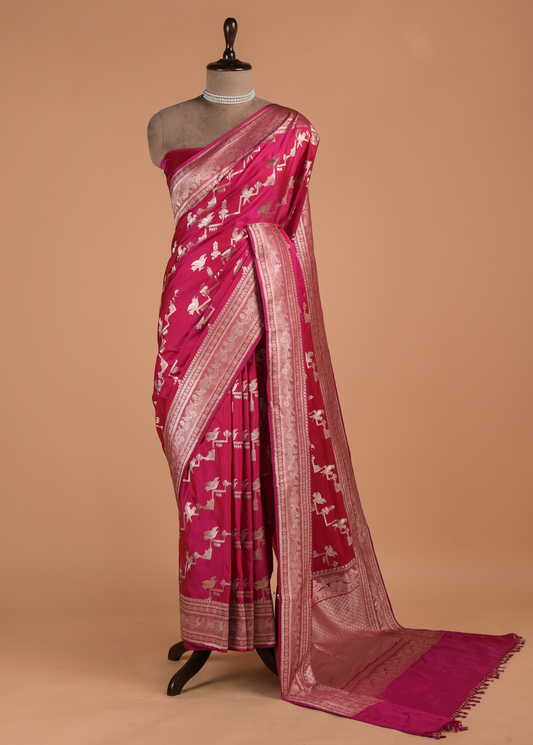 Pink Art Silk Banarasi Saree