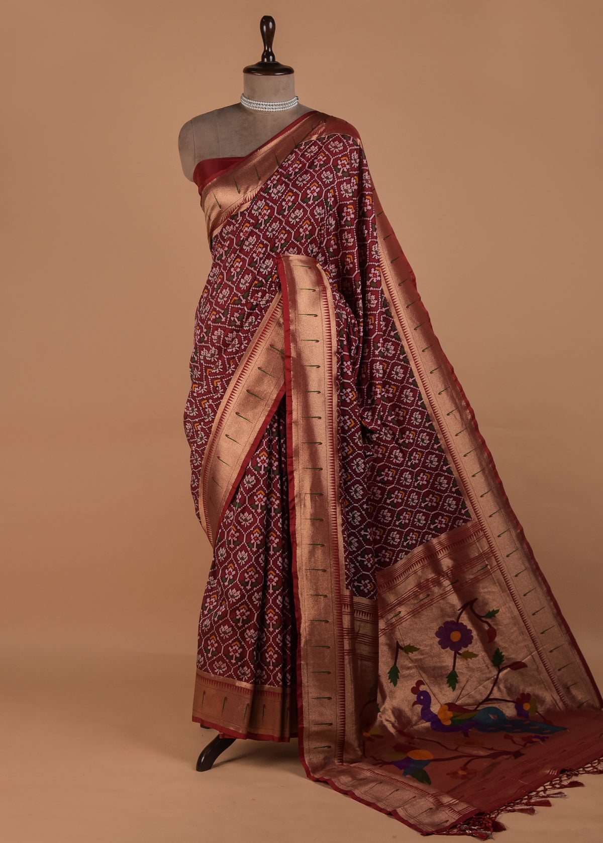Red Art Satin Patola Saree